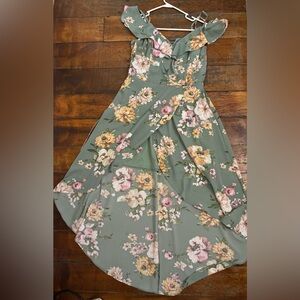 by & by Green Floral Hi-Low Dress Women’s Large